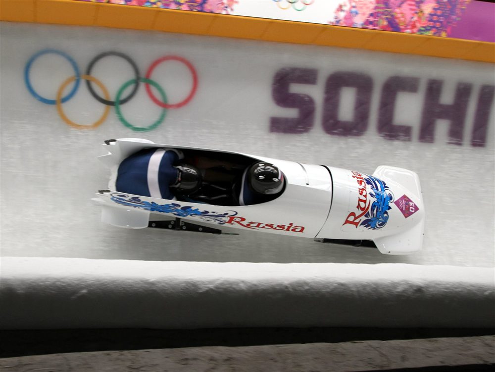 Bob à deux lancé sur la piste olympique