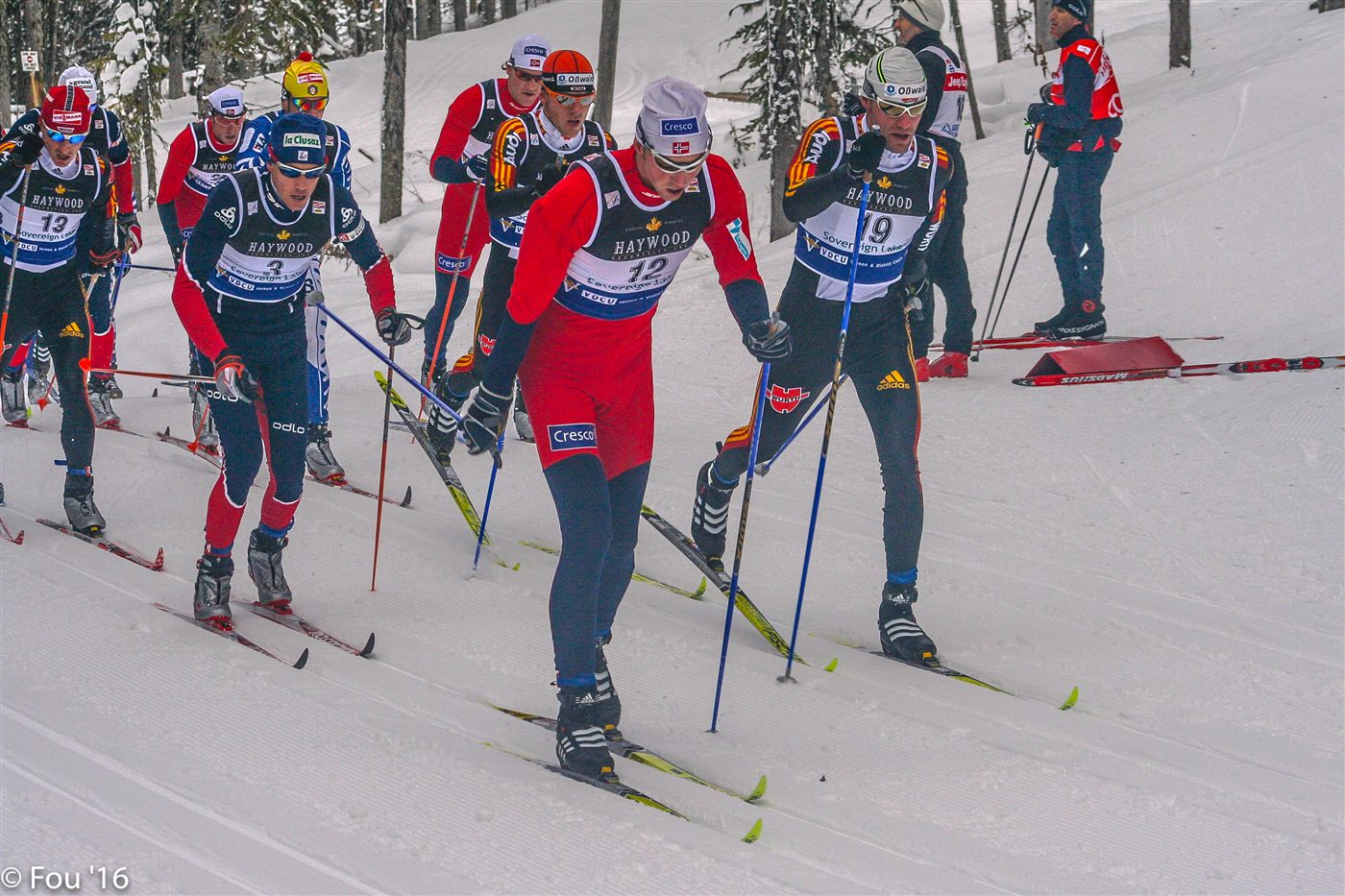 Peloton de fondeurs en pleine course